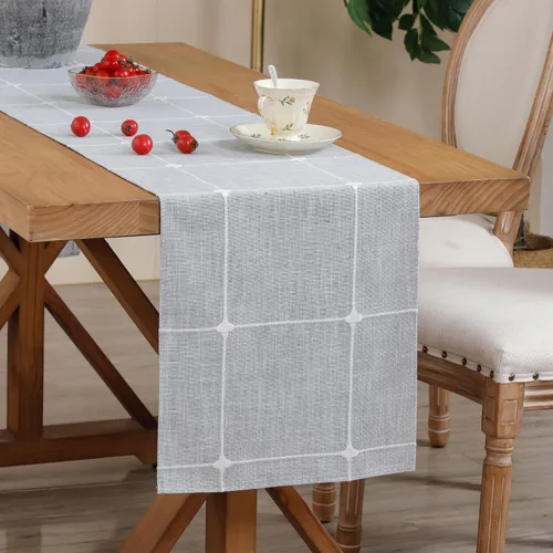 Vista 12 de NEWISHER Camino de mesa pequeño bordado rústico a cuadros de 36 pulgadas 13x36inch Table Runners, Farmhouse Checkered Coffee Table Runners, Runner