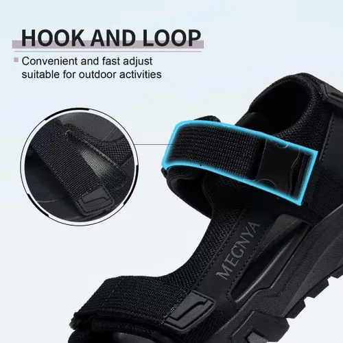 Vista 4 de MEGNYA Sandalias cómodas para caminar para hombre, sandalias deportivas suaves de senderismo con tres correas ajustables de velcro y velcro