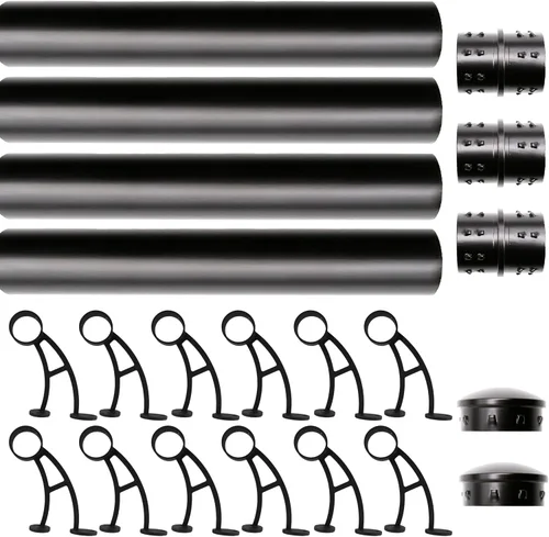 Vista 24 de Kit de riel de pie de montaje en barra sólida, tubo de acero inoxidable negro mate con conector interno, soporte de riel de pie de montaje en barra