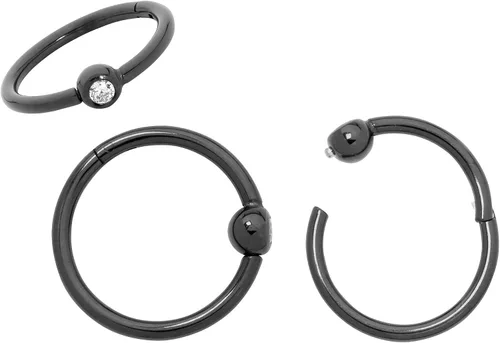 Vista 11 de 365 Sleepers Anillo de titanio de 18G de 0.236 a 0.394 pulgadas, con bisagras, segmento BCR, hélice, tragus, septum, nariz, labio, arete de aro