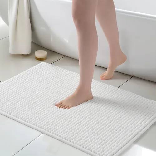 Vista 11 de FRESHMINT Alfombra de baño de felpilla gruesa y grumosa, 17"x24", alfombrilla de baño antideslizante, accesorio decorativo suave, linda alfombrilla