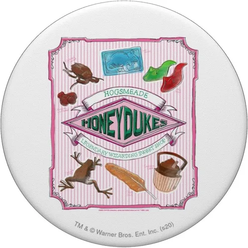 Vista 3 de Harry Potter Honeydukes Hogsmeade etiqueta PopSockets agarre y soporte para teléfonos y tabletas, Negro