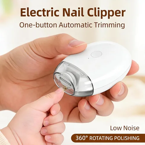 Vista 5 de Molinillo de uñas automático universal, portátil 3 en 1 con luz LED y 3 velocidades, cortador de uñas automático silencioso de 360° y recortador