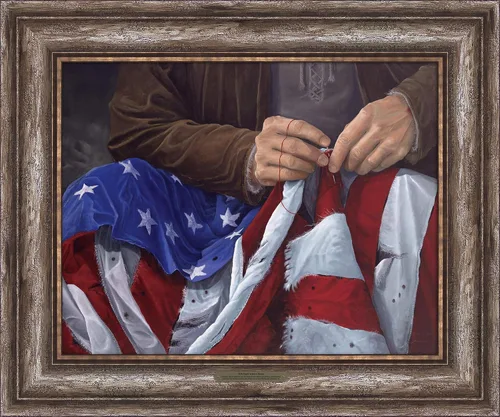 Vista 5 de If My People de Jack E. Dawson Lienzo Enmarcado 14x18 Who is mending the flag? (BK109)