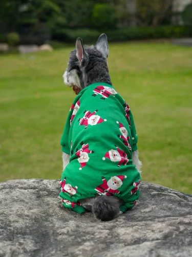 Vista 6 de [Usado] Lanyar pijama de Navidad para mascotas para perro, para festividades, 100 % algodón, de Papa Noel, del reno Rudolph