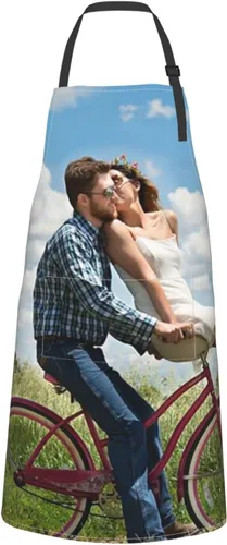 Vista 4 de Delantales personalizados para mujer con bolsillos, delantal personalizado, diseño de tu propio texto, foto, logotipo, delantal de cocina ajustable