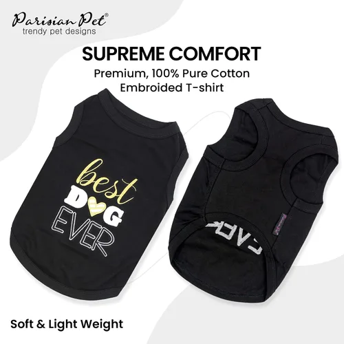 Vista 2 de Parisian Pet Camisa para perro – Camisas 100% algodón para perros pequeños – Chaleco negro sin mangas para cachorros – Ligero y transpirable Mejor