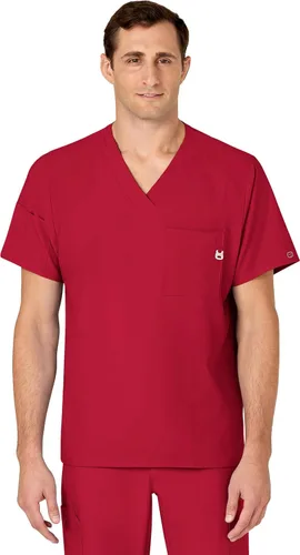 Vista 15 de WonderWink W123 6355 - Camiseta de manga corta para hombre Camiseta médica con cuello en V de 4 bolsillos, hecha para funcionar, ajustar, tela Negro
