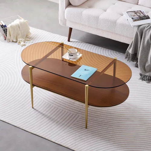 Vista 42 de LumFurn Mesa auxiliar redonda de cristal, mesa de sofá de diseño moderno de mediados de siglo para sala de estar, 18 pulgadas de diámetro x 23
