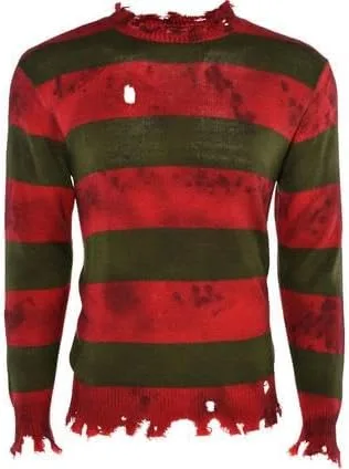 Vista 2 de Party City - Disfraz de Freddy Krueger para adultos, Pesadilla en Elm Street, disfraz incluye suéter de manga larga con patrón de rayas, disfraces