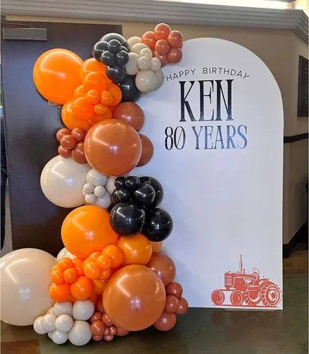 Vista 6 de Kit de arco de guirnalda de globos de color naranja quemado, globos de doble relleno naranja y negro para otoño, Acción de Gracias, otoño