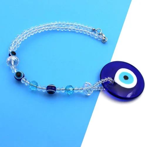 Vista 3 de Adorno colgante azul de ojo malvado de buena suerte para automóvil, decoración del hogar, amuleto colgante (1 cuentas)