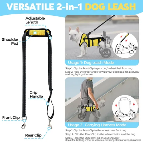 Vista 4 de Arnés de repuesto para silla de ruedas para perros pequeños, chaleco ajustable para silla de ruedas para soporte de patas traseras, se adapta a