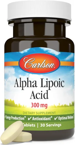 Vista 5 de Carlson Ácido alfa lipoico, 300 mg, Producción de energía, 90 tabletas