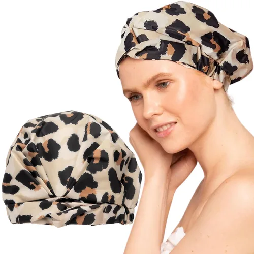 Vista 12 de Gorra de ducha Kitsch Luxe, reutilizable e impermeable, resistente al moho, forrada y acondicionada