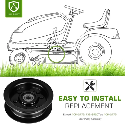 Vista 2 de Paquete de 3 poleas tensoras planas de repuesto para Exmark Toro 106-2175 132-9420 TimeCutter Z480 TimeCutter SS 5000 32" 38" 42" 50" 54" Deck