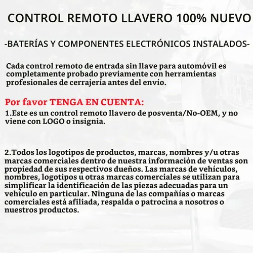 Vista 5 de SUPALAND Llavero de repuesto para llave de entrada sin llave Compatible con GMC Terrain 2010-2020 2021 Chevy Equinox 2010-2019 Sonic 2012-2017 Spark