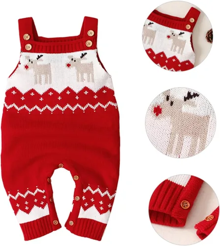Vista 9 de 1 suéter de Navidad para niños, overol para niña, suéter recién nacido, suéter de bebé, mameluco de Navidad