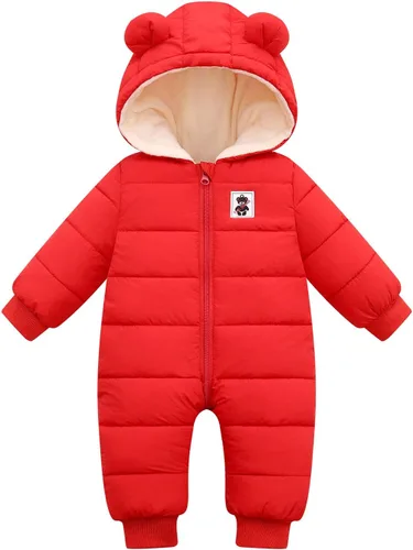 Vista 5 de Happy Cherry Traje de nieve para bebé Abrigo de invierno Sudadera con capucha cálida Mameluco Chaqueta acolchada tipo puffer Negro