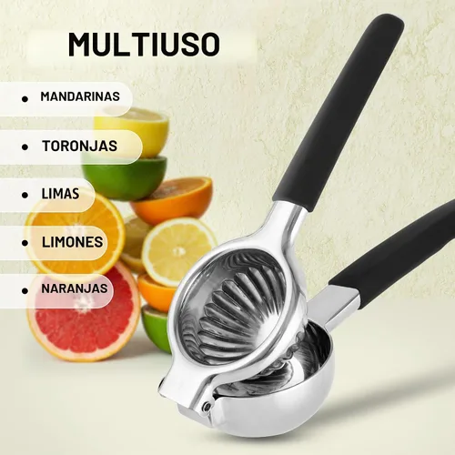 Vista 5 de Zulay Kitchen Exprimidor de limón de acero inoxidable, antideslizante, diseño ergonómico con cuenco exprimidor sólido y resistente, exprimidor negro