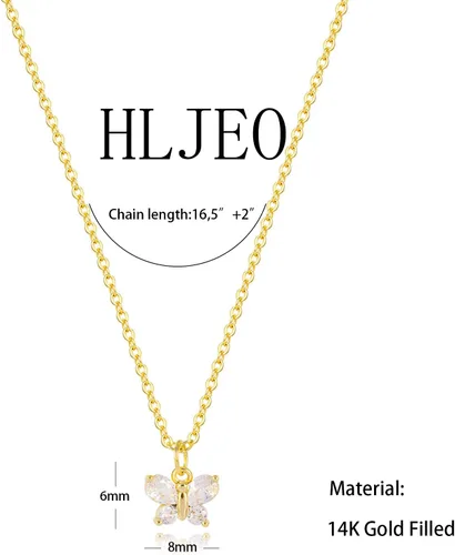 Vista 6 de Dainty Necklace for Women, 14K Gold Plated Elephant Bee Cat Dog Bear Necklace Cute Necklaces Simple Gold Necklace