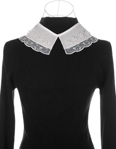 Vista 3 de Collar falso desmontable, mini chal de diamantes de imitación, gargantilla de capa falsa Peter Pan para mujer