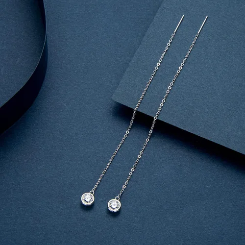 Vista 3 de Aretes colgantes de moissanita para mujer, plata de ley 925 1CT D-E color Moissanita, aretes colgantes chapados en oro de 18 quilates para mujer