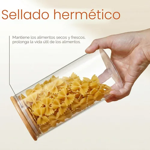 Vista 5 de HomArtist Contenedores de almacenamiento de vidrio extra grandes para harina y azúcar con tapa hermética, 105 fl oz x1 y 48 fl oz x1 [Juego de 2]