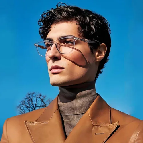 Vista 3 de Gafas de luz azul cuadrado de madera Bloomveil B1 Lente de luz azul/montura gris