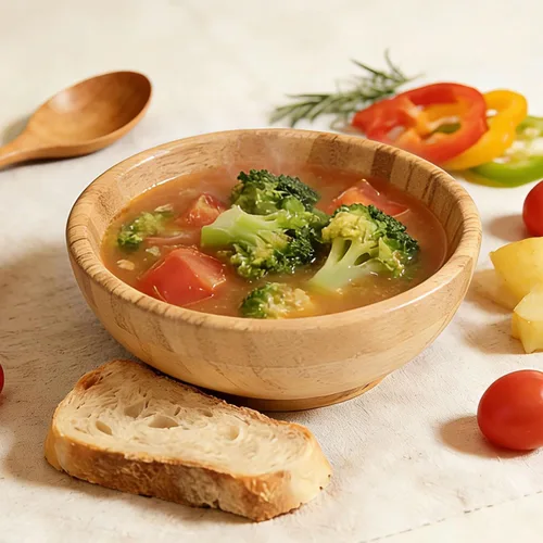 Vista 8 de Tazones de madera de bambú, cuenco redondo de 6 pulgadas para ensaladas, frutas, pasta, verduras, cuenco de sopa poco profundo artesanal de 17 onzas