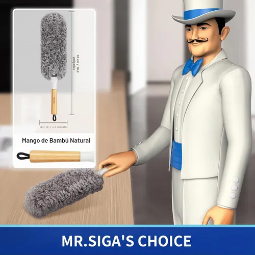 Vista 2 de Plumero de microfibra sin pelusas, lavable para limpieza doméstica MR.SIGA