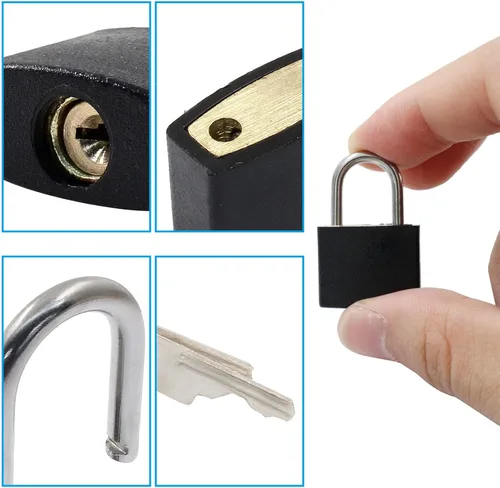 Vista 3 de Waziaqoc 6 cerraduras de equipaje con llaves, candado de maleta pequeña, mini candado de metal para bolsas de viaje, armario de gimnasio escolar