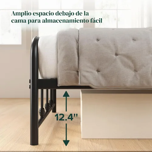 Vista 4 de Zinus Leonardo - Marco de cama con plataforma de metal, cabecero victoriano, tamaño individual