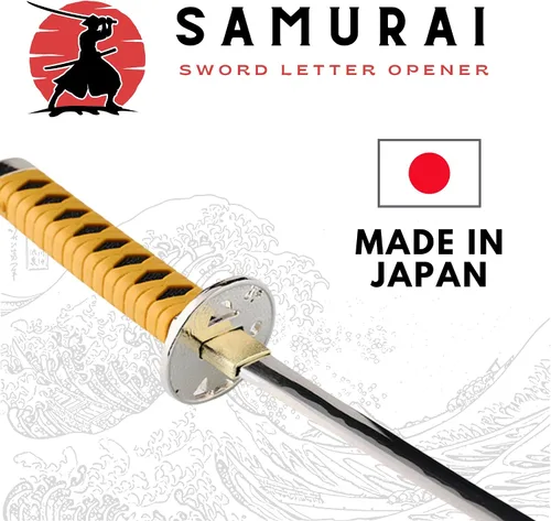 Vista 2 de Samurai - Abrecartas de espada, mini katana con soporte de exhibición de 8.3 pulgadas, fabricado en Japón (modelo Kondo Isami)