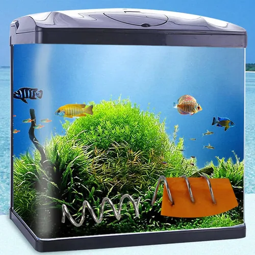 Vista 4 de Alimentador de acuario para pecera, verduras, locha, malawi cíclidos caracol, alimentador de hundimiento de acero inoxidable, juego de 2 piezas