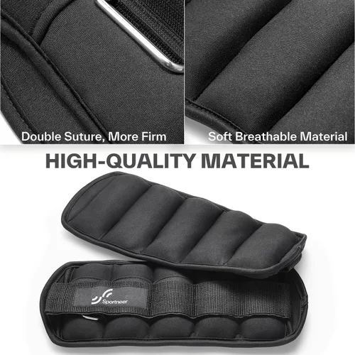 Vista 3 de Sportneer Adjustable Ankle/Wrist Weights for Men Women Kids, Weighted Leg & Cuff Strength Training for Yoga Walking Running Aerobics Gym Fitness