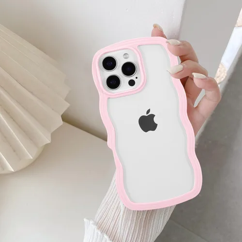 Vista 11 de QLTYPRI Funda compatible con iPhone 7/8/SE, bonita funda transparente con marco ondulado rizado para niñas y mujeres, funda protectora de TPU