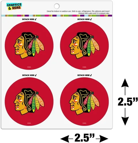 Vista 4 de Chicago Blackhawks Logo Nevera Locker Vinyl Circle Magnet Set