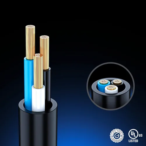 Vista 7 de Maximm Cable de extensión 12/3 de 0.9 pies, paquete de 2 12 AWG, negro, 1 salida resistente para interiores SJTW ETL, cable de alimentación