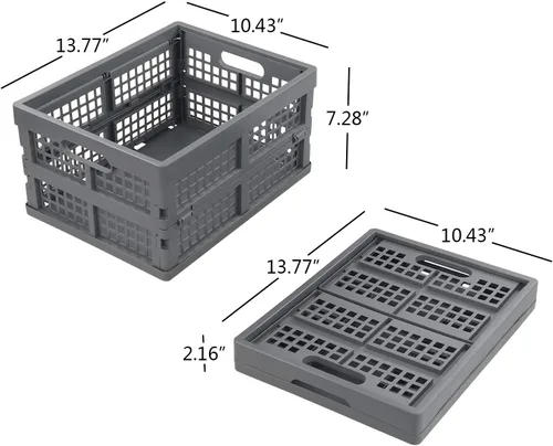 Vista 2 de 3 paquetes de cajas plegables de plástico, contenedor plegable, cajas plegables de 15 L