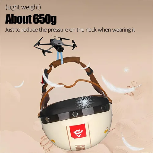 Vista 4 de Casco Moto Retro Jet para hombres y mujeres Homologado DOT, Medio Casco ABS, Ventilación Doble, Visera Retráctil y Forro Desmontable Fresco