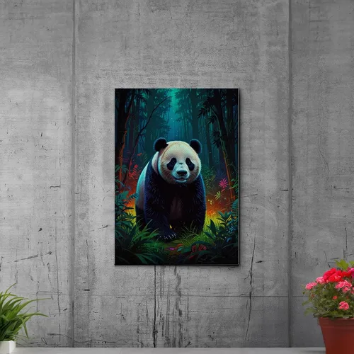 Vista 4 de Canvas Print cute pandas in the jungle Watercolor art framed canvas print framed wall art synthwave animal art Decor Canvas, Print