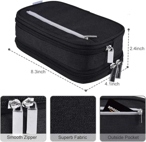 Vista 5 de Estuche para lápices de gran capacidad, bolsa grande de almacenamiento para lápices, bolsa con 3 compartimentos multifuncionales, estuches