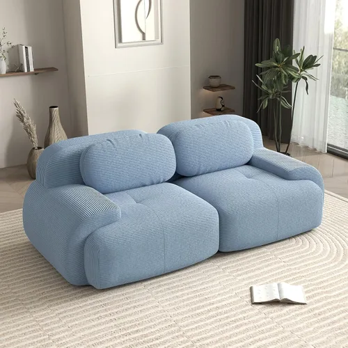 Vista 86 de Sofá biplaza moderno de 80 pulgadas para sala de estar, sofá de pana en forma de nube con asiento profundo, sofá modular negro, sofás de dos plazas