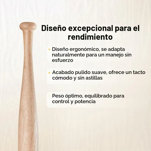 Vista 4 de Bate de entrenamiento de béisbol de madera, bate de madera duradero y resistente, ideal para la práctica de bateo de sóftbol, bate de diseño