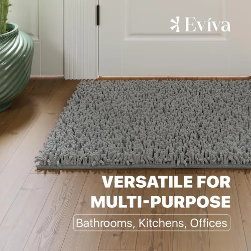 Vista 3 de Eviva Tapete de baño de felpilla de 20 x 30 pulgadas, tapete de baño de poliéster, lavable y apto para secadora, tapete de baño de felpilla