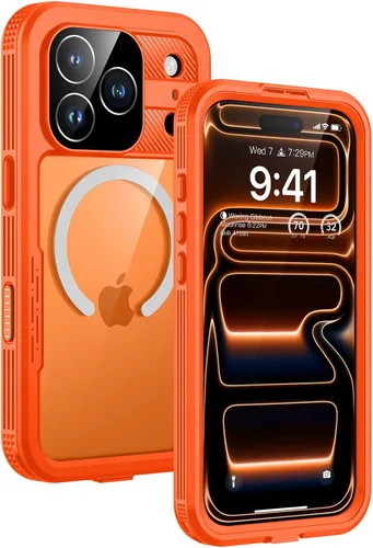 Vista 40 de Lanhiem Funda magnética impermeable para iPhone 16, protector de pantalla de privacidad integrado, compatible con MagSafe, funda antiespía de cuerpo