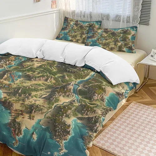 Vista 17 de World - Juego de funda de edredón tamaño matrimonial, juego de funda de edredón supersuave de artes visuales, juego de ropa de cama de microfibra