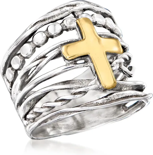 Vista 4 de Ross-Simons Sterling Silver and 14kt Yellow Gold Multi-Row Ring