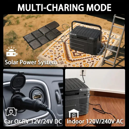 Vista 4 de Refrigerador de 12 voltios, mini refrigerador portátil para automóvil de 11 cuartos de galón, compresor congelador enfriador eléctrico -4℉~68℉